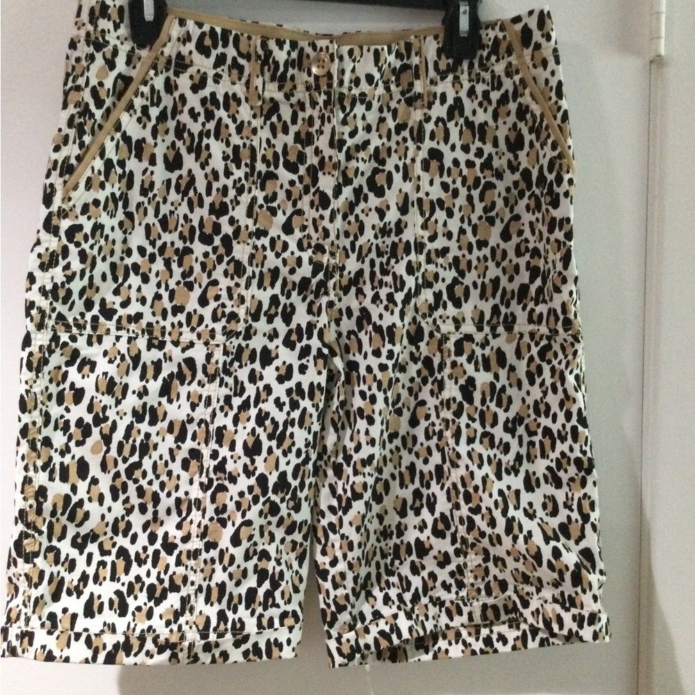 Leopard Print Men’s Casual Shorts - White/Tan/Black